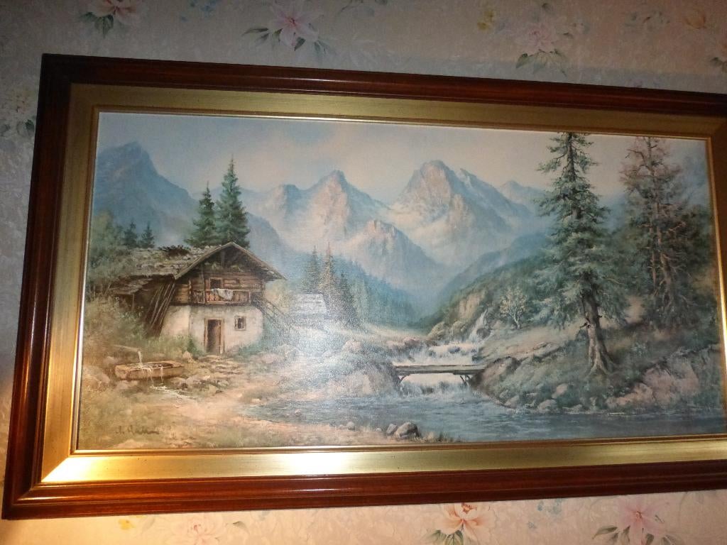 TABLEAU, décor chalet de montagne, Enlèvement, Bois