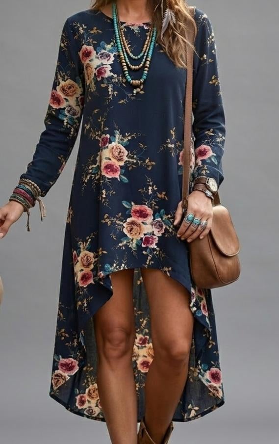 lange blauwe asymetrische jurk, Kleding | Dames, Ophalen of Verzenden, Blauw