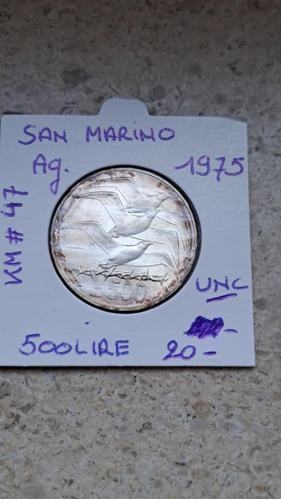 Saint-Marin 500 lires 1975 AG UNC, Timbres & Monnaies, Monnaies | Amérique, Enlèvement ou Envoi
