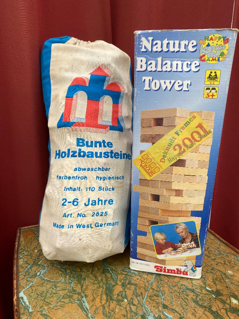 Speeldoos met 2 houten stenen en tas, Hobby en Vrije tijd, Gezelschapsspellen | Bordspellen, Gebruikt, Een of twee spelers, Ophalen of Verzenden