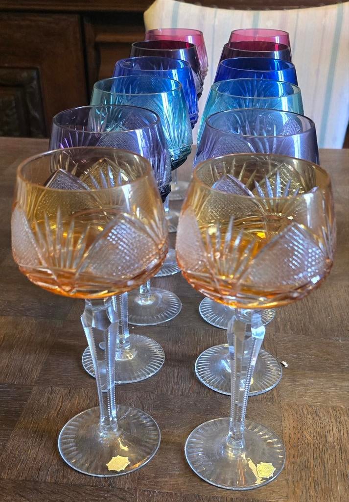 Set de 12 verres à vin en cristal taillé allemand, Enlèvement ou Envoi