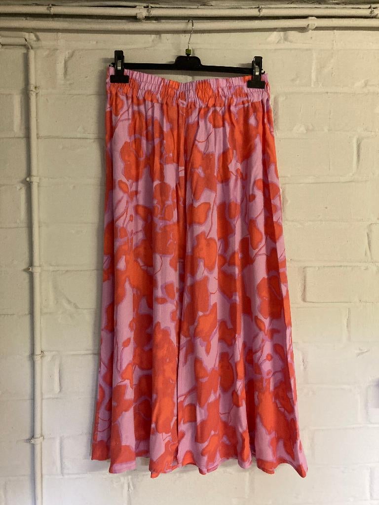 Lila met oranje lange zomerrok, vooraan een split, CKS, 40, Kleding | Dames, Rokken, Maat 38/40 (M), Oranje, Ophalen of Verzenden