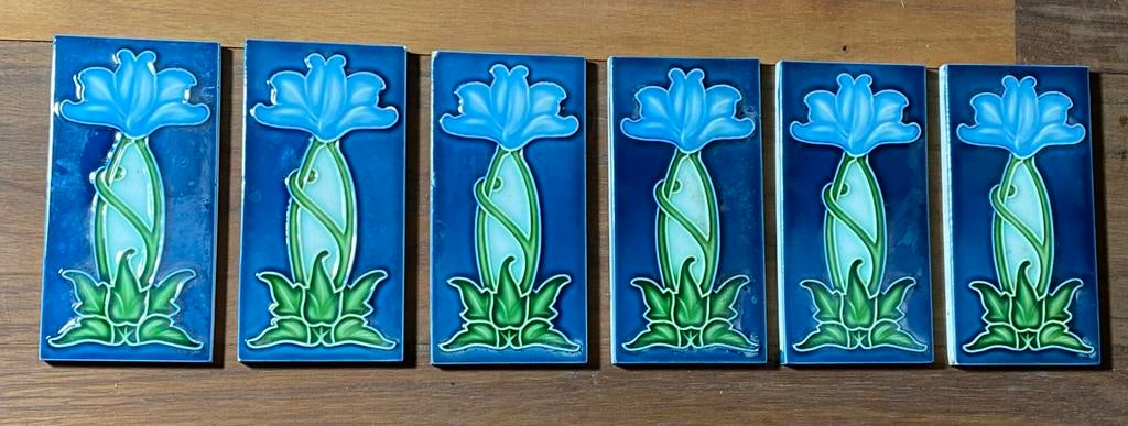 6 tegels art nouveau Gilliot Hemiksem, Antiek en Kunst, Ophalen