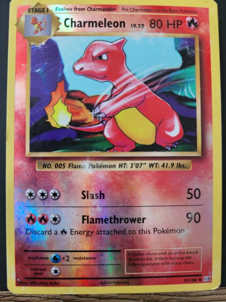 POKEMON CHARMELEON Reverse Holo ORIGINAL 2016 Kaart 10/108, Ophalen of Verzenden