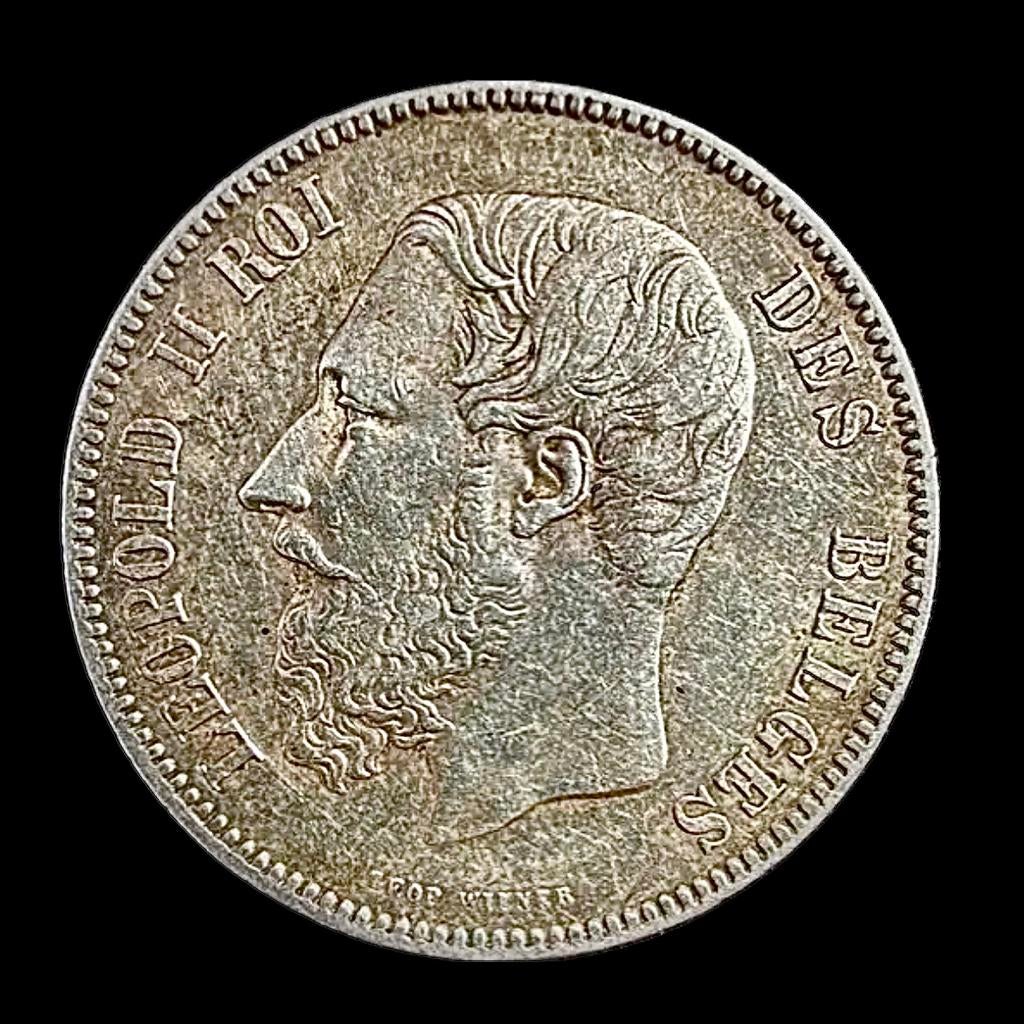 5 Francs Léopold II en argent (1872), Timbres & Monnaies, Monnaies | Belgique, Enlèvement ou Envoi, Monnaie en vrac, Argent, Argent