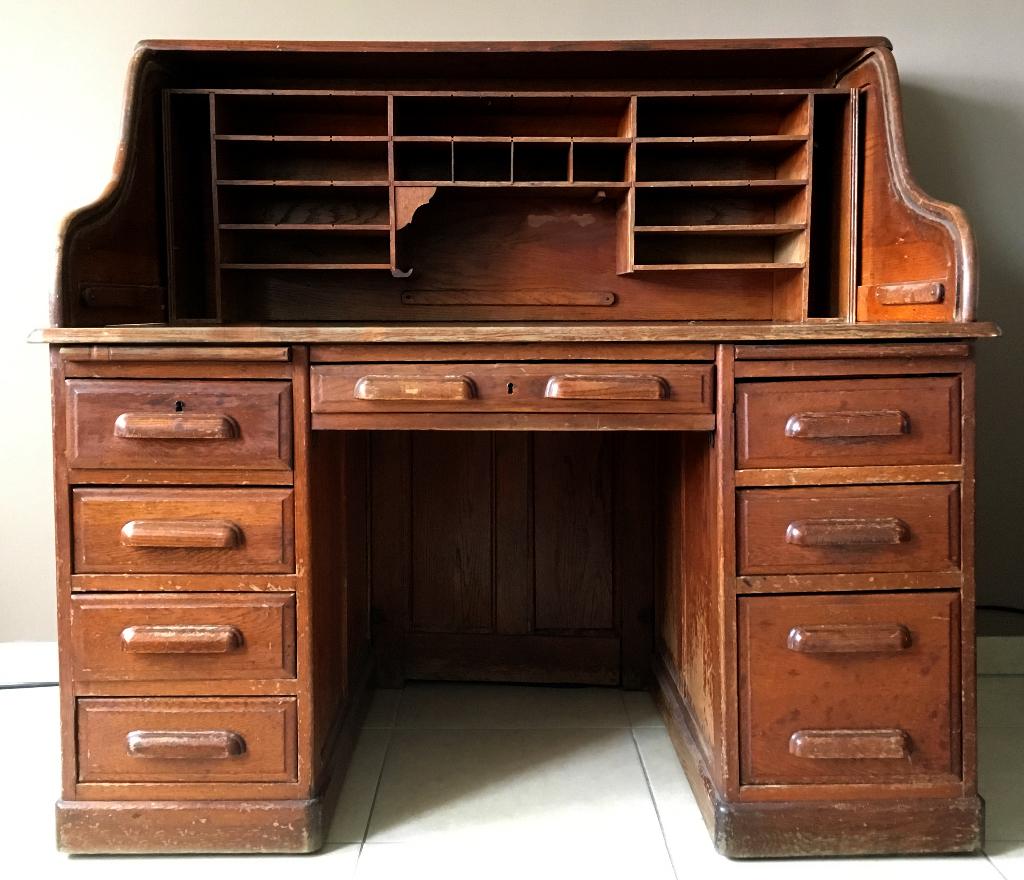 Originele Amerikaanse bureau in eik, Ophalen, Gebruikt