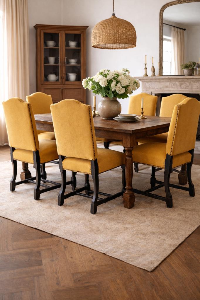 Ensemble de 6 chaises anciennes Os de Mouton — Chêne massif, Enlèvement, Utilisé, Bois