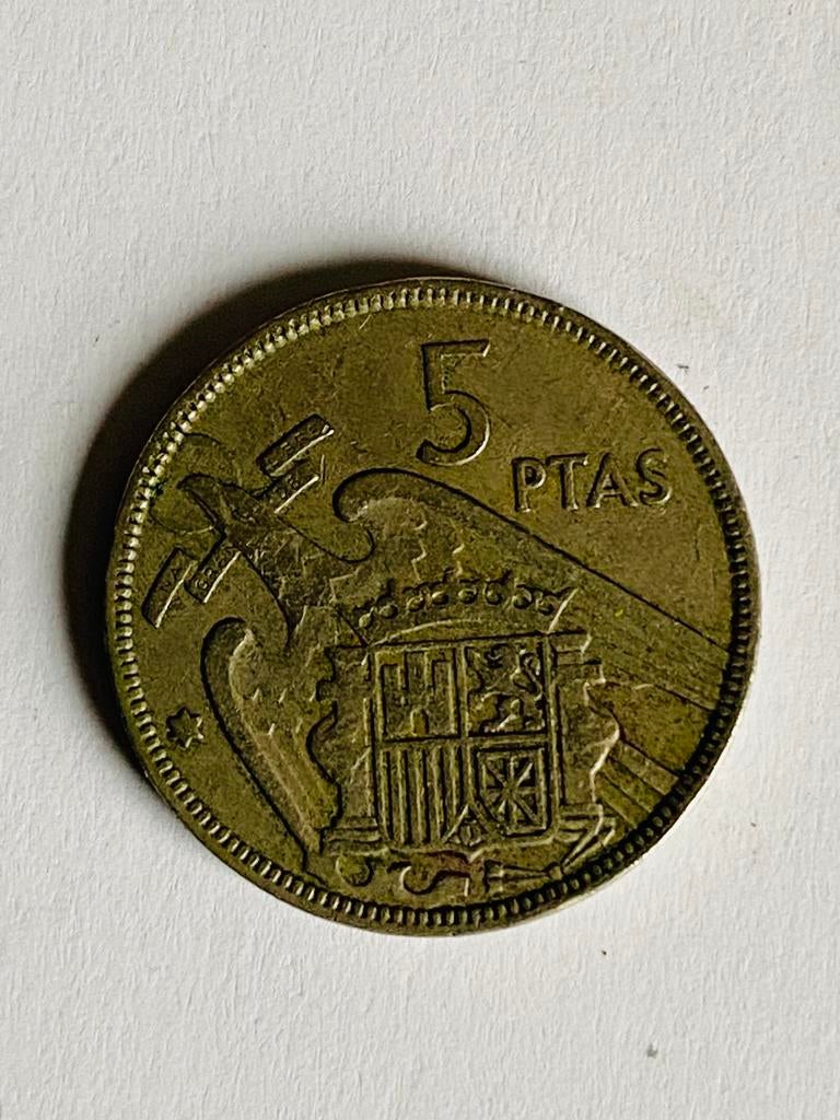 Ancienne pièce de 5 pesetas - Espagne - 1957, Enlèvement ou Envoi