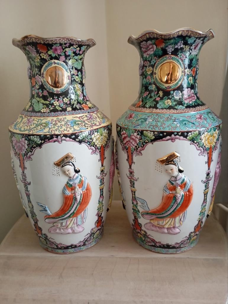 2 Oude Chinese Vazen .. Hoogte 61 CM, Antiek en Kunst, Ophalen