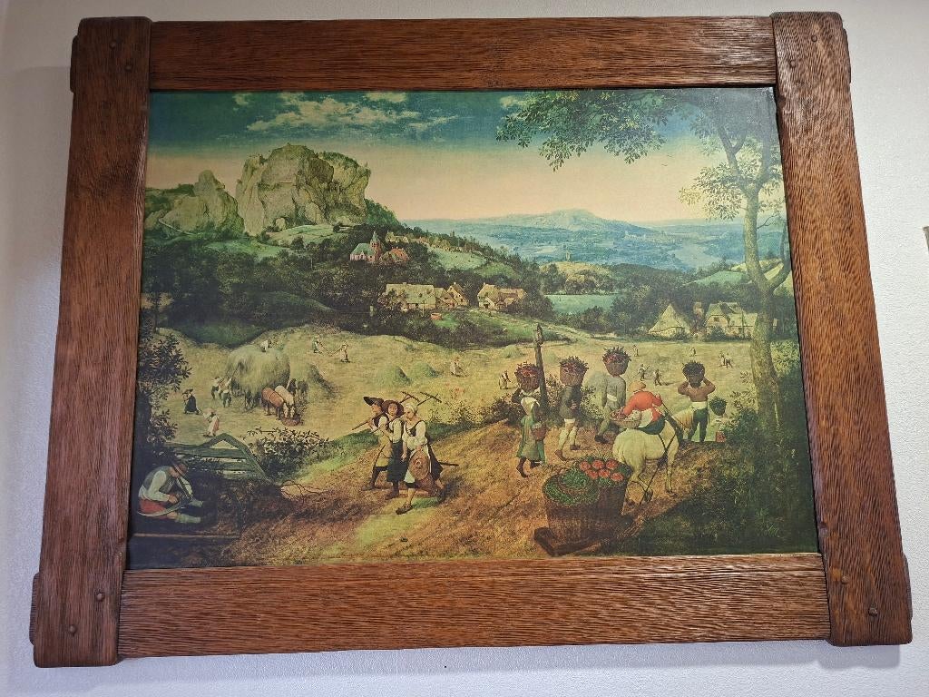 Houten Kader print Pieter Breugel, Antiek en Kunst, Curiosa en Brocante, Ophalen