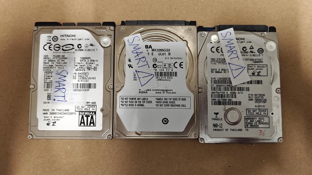 Laptop HDD's met SMART waarschuwing, PRIJS VOOR ALLES, Computers en Software, Harde schijven, Intern, Niet werkend, Laptop, SATA