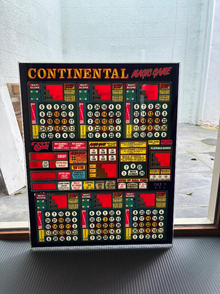 Vitre / Backglass vintage “Continental Magic Game” – déco, Enlèvement, Autres types