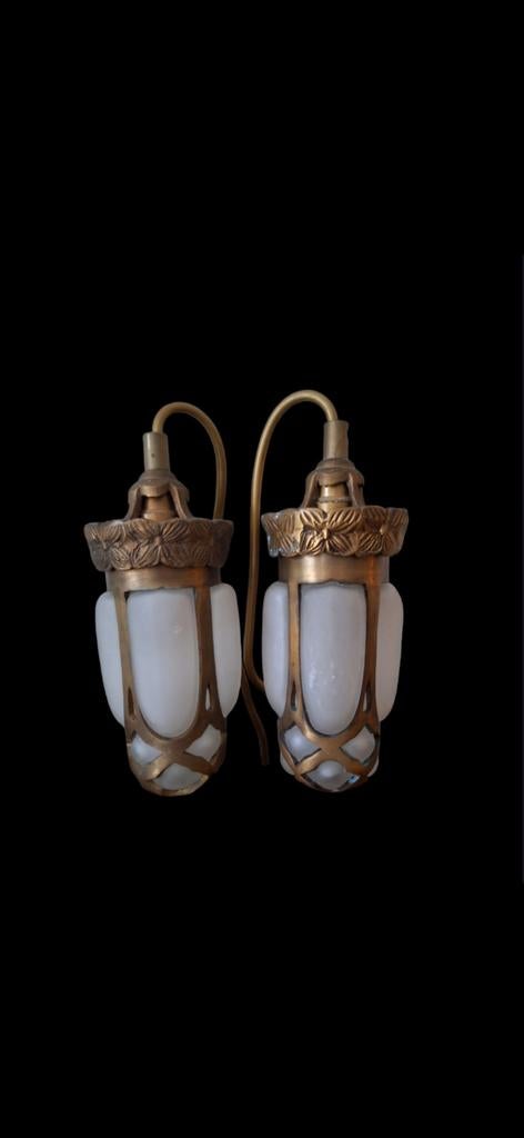 Art nouveau lampen, Gebruikt, Art nouveau, Ophalen of Verzenden, Glas