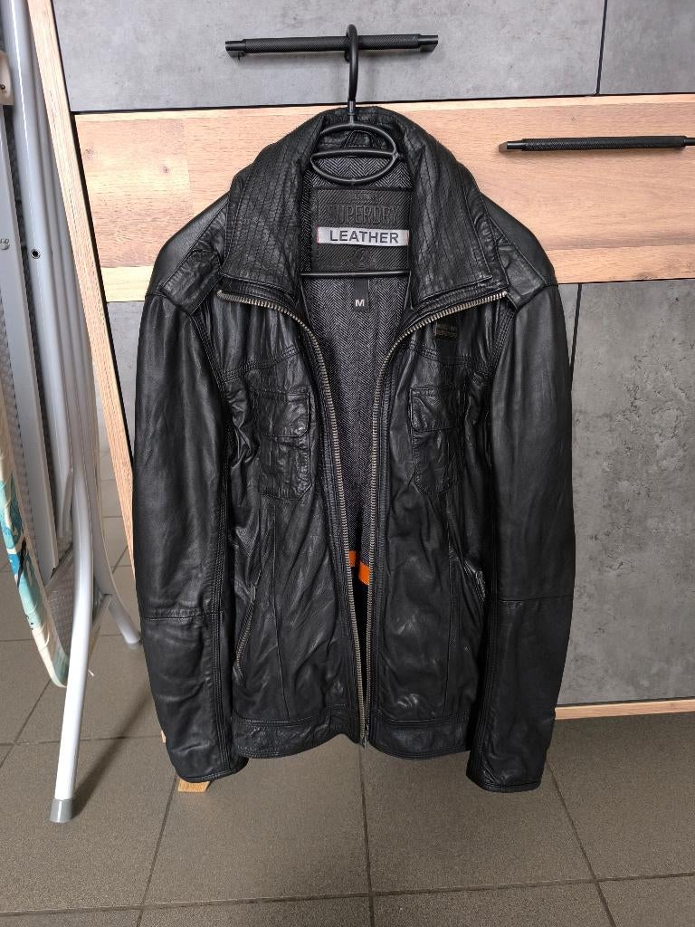 Veste en cuir Superdry M pour homme, Comme neuf, Enlèvement, Taille 48/50 (M), Noir