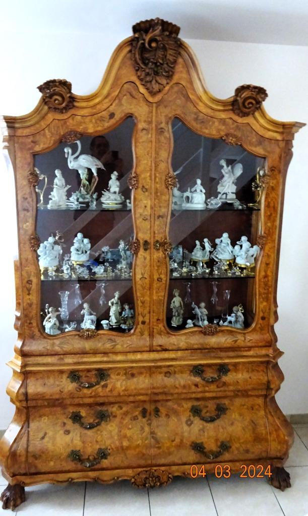 Unieke , exclusieve Vitrinekast + Commode - Olijfwortelhout, Ophalen, 200 cm of meer, 150 tot 200 cm, Zo goed als nieuw