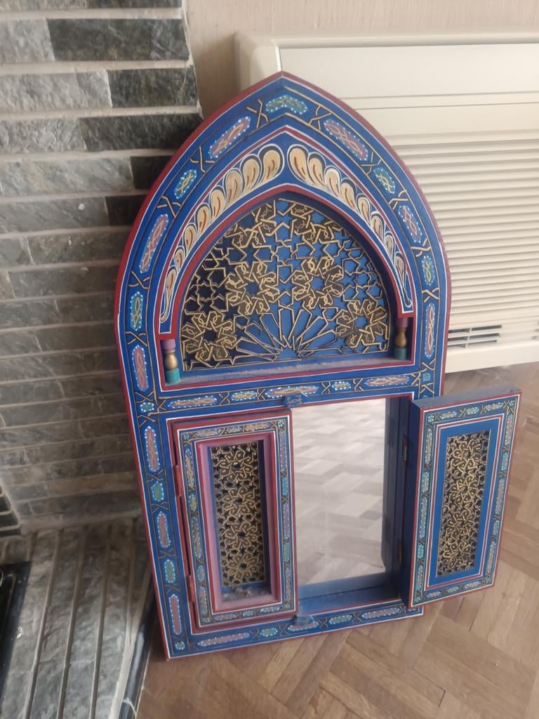 Aladdin raam authentieke houten spiegel oosters decor, Ophalen of Verzenden, Zo goed als nieuw