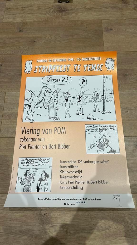 Pom piet pienter en bert bibber luxe affiche genummerd 1998, Verzamelen, Ophalen of Verzenden, Nieuw