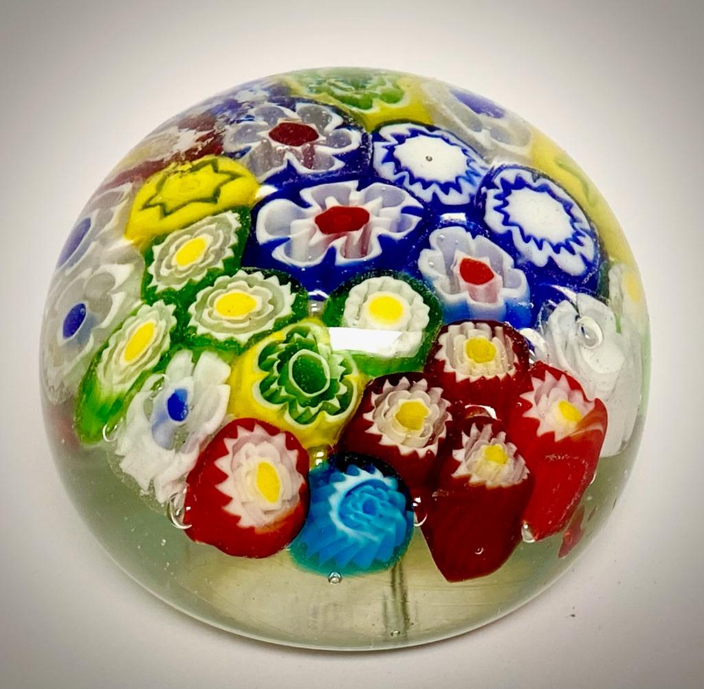 Muraro Millefiori Ancien Presse papier Boule de Sulfure, Antiquités & Art, Antiquités | Verre & Cristal, Enlèvement ou Envoi