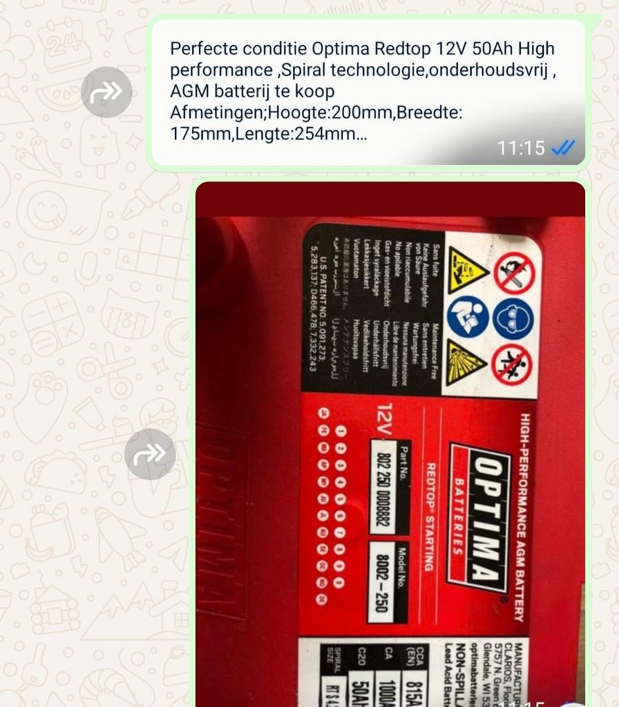 Perfect batterij 18 maanden oud 12v 50ah, Ophalen