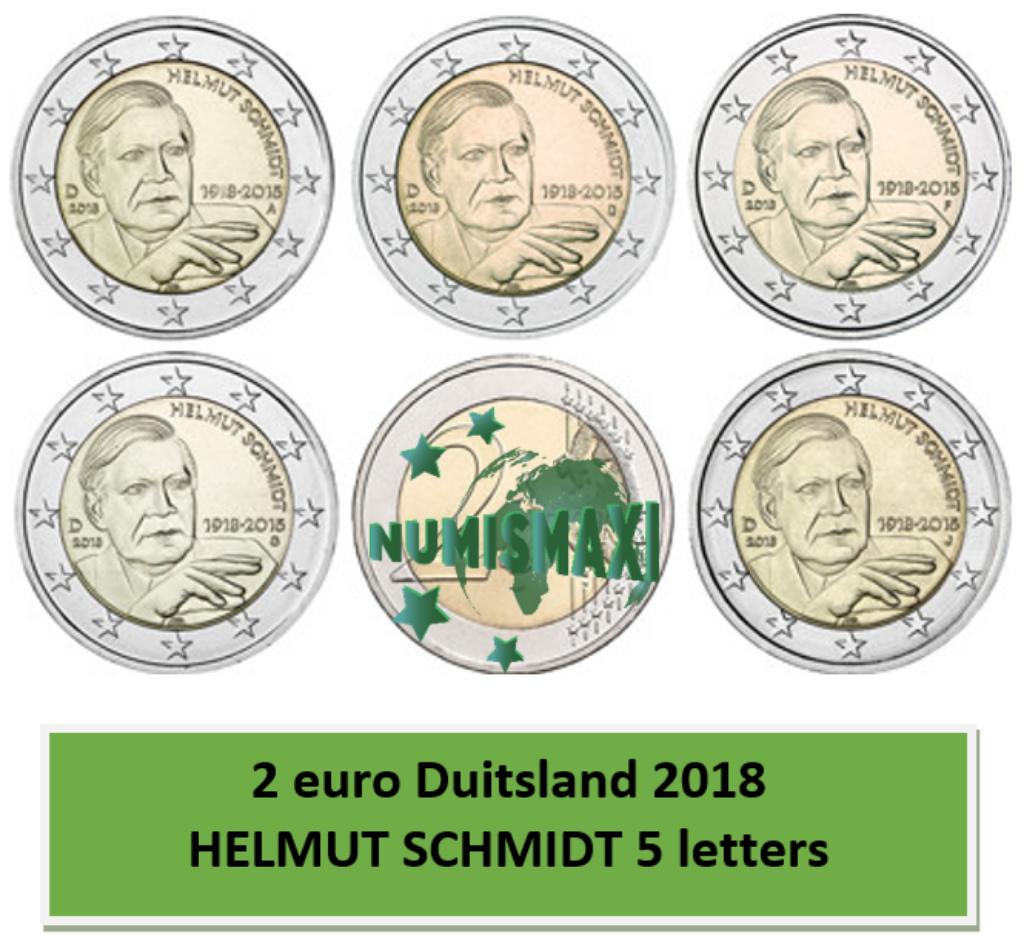 2 euro Duitsland 2018 Helmut Schmidt 5 letters, Ophalen of Verzenden, Duitsland, 2 euro