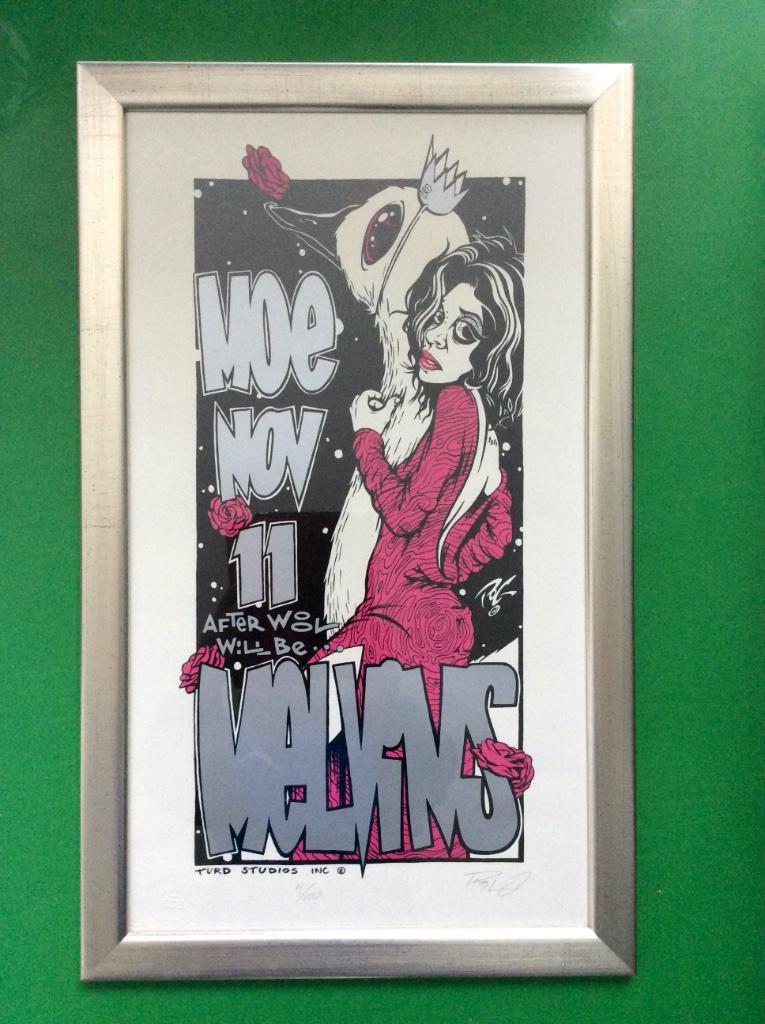 Rare Affiche sérigraphiée du band Punk/hardcore The Melvins, Collections, Rectangulaire vertical, Avec cadre, Comme neuf, Musique