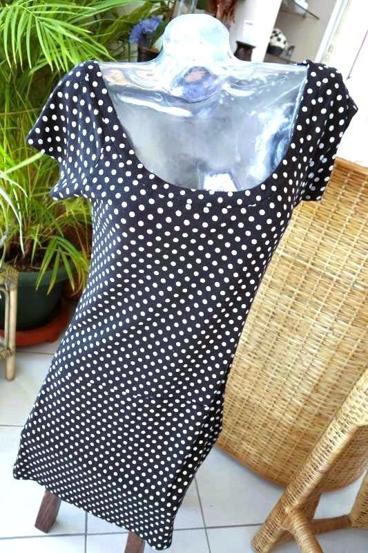 zwart witte bol jurk, Vintage Dressing, Zwart, Maat 42/44 (L), Ophalen of Verzenden