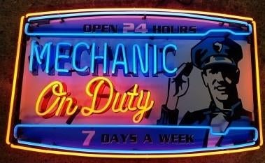 Mechanic on Duty neon en veel andere grote USA decoratie, Ophalen, Nieuw, Lichtbak of (neon) lamp