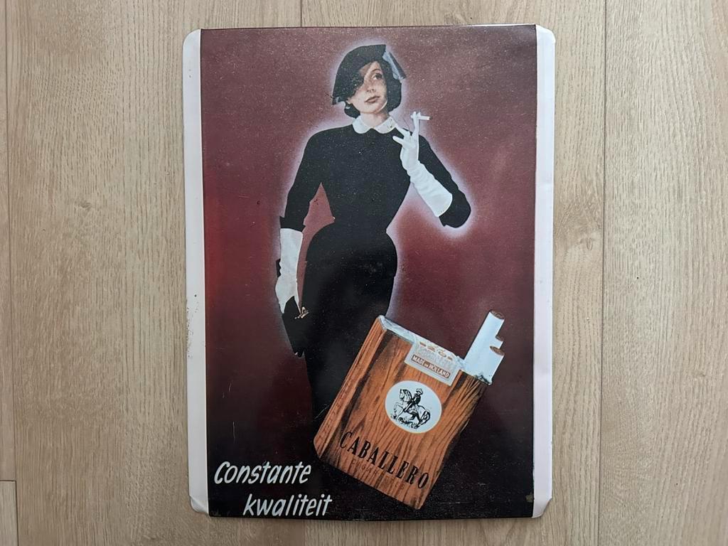 Oud Reclamebord Caballero Sigaretten glacoide - jaren 50, Verzamelen, Merken en Reclamevoorwerpen, Gebruikt, Reclamebord, Verzenden