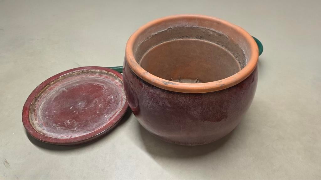 grand pot de fleurs en céramique avec soucoupe — Ø 50 cm/hau, Enlèvement, Rond, Terracotta