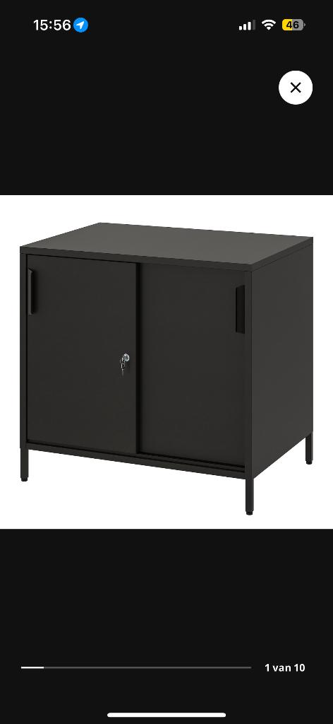 Ikea kast zwart metaal met schuifdeuren, Ophalen, Met deur(en), 50 tot 100 cm, Zo goed als nieuw