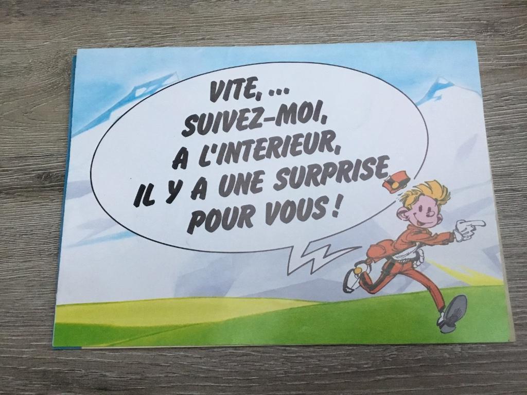 Poster/folder Robbedoes/Spirou - Milka/Leo, Collections, Enlèvement ou Envoi, Gaston ou Spirou, Image, Affiche ou Autocollant