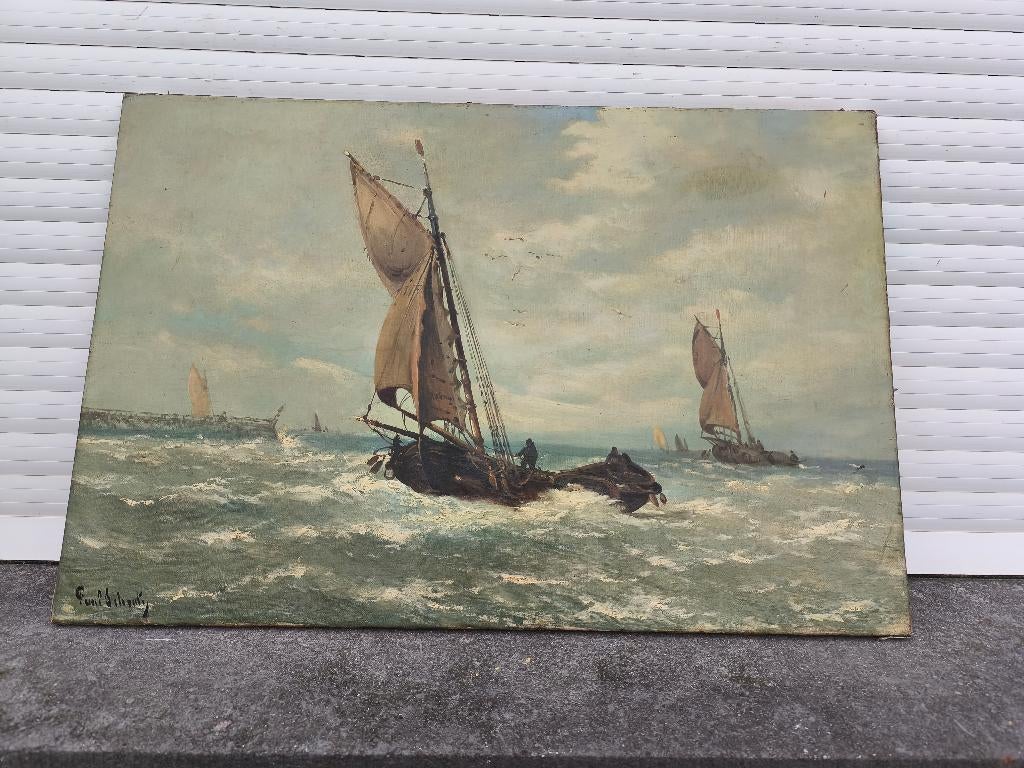 Huile sur toile marine signe Paul schouten, Antiquités & Art, Art | Peinture | Classique, Enlèvement ou Envoi