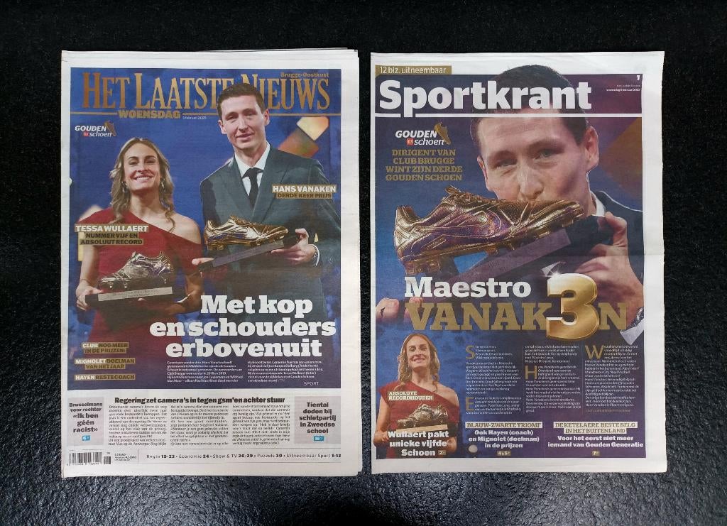 Gouden Schoen 2024 - Hans Vanaken - Het Laatste Nieuws, Ophalen of Verzenden, Zo goed als nieuw, Krant