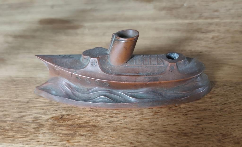 Ancien encrier de bureau, Antiquités & Art, Enlèvement ou Envoi