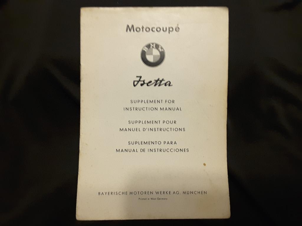 Supplement bij de handleiding van een BMW Isetta, Eng/Fr/Sp., Autos : Divers, Modes d'emploi & Notices d'utilisation, Enlèvement ou Envoi