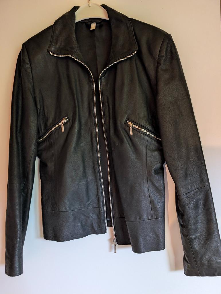 Veste en cuir dame, Enlèvement, Porté, Taille 38/40 (M), Noir