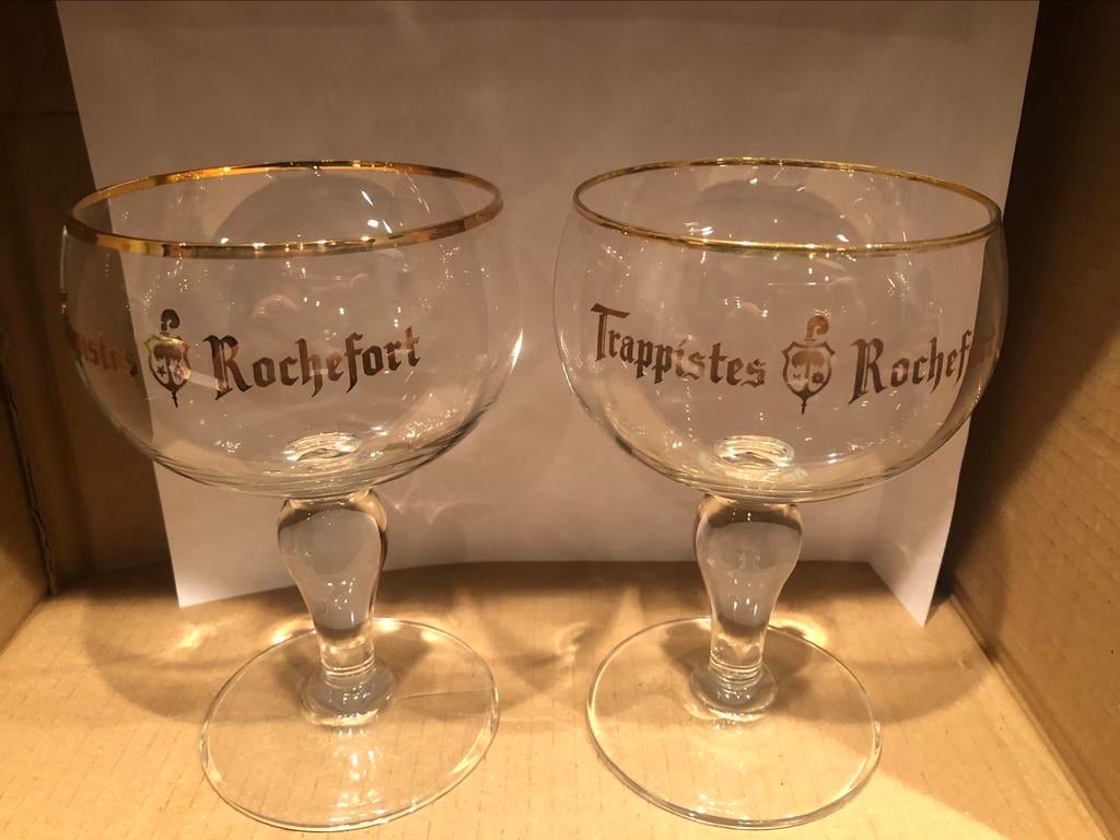 trappistes rochefort 2x verschillend, Ophalen of Verzenden, Gebruikt, Glas of Glazen, Overige merken