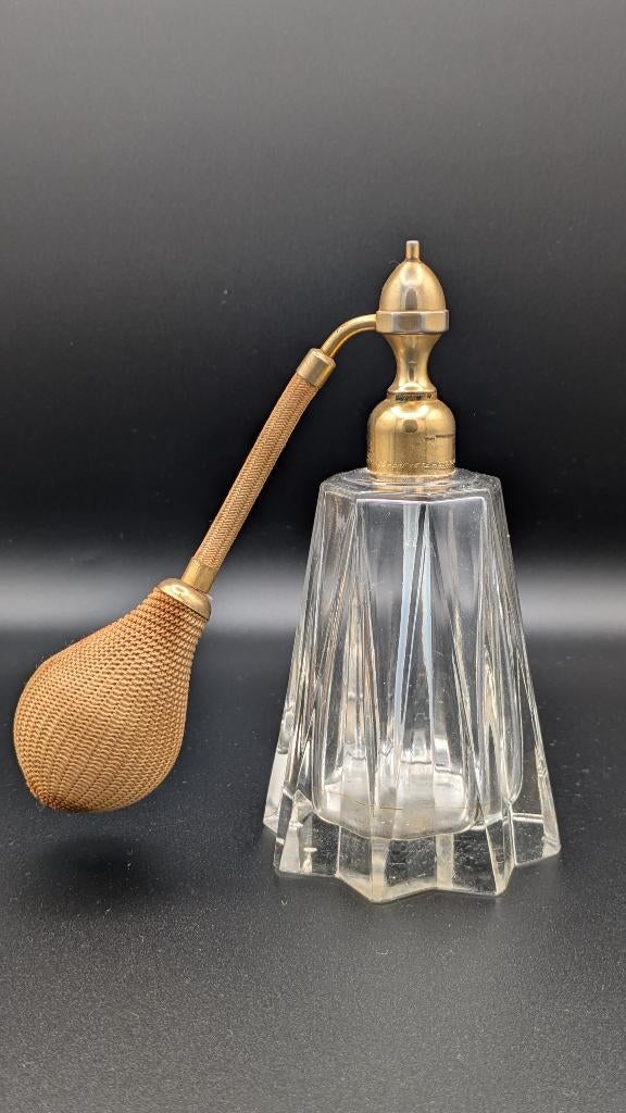 Vintage geslepen kristallen parfumverstuiver, Marcel Franck, Antiquités & Art, Curiosités & Brocante, Enlèvement