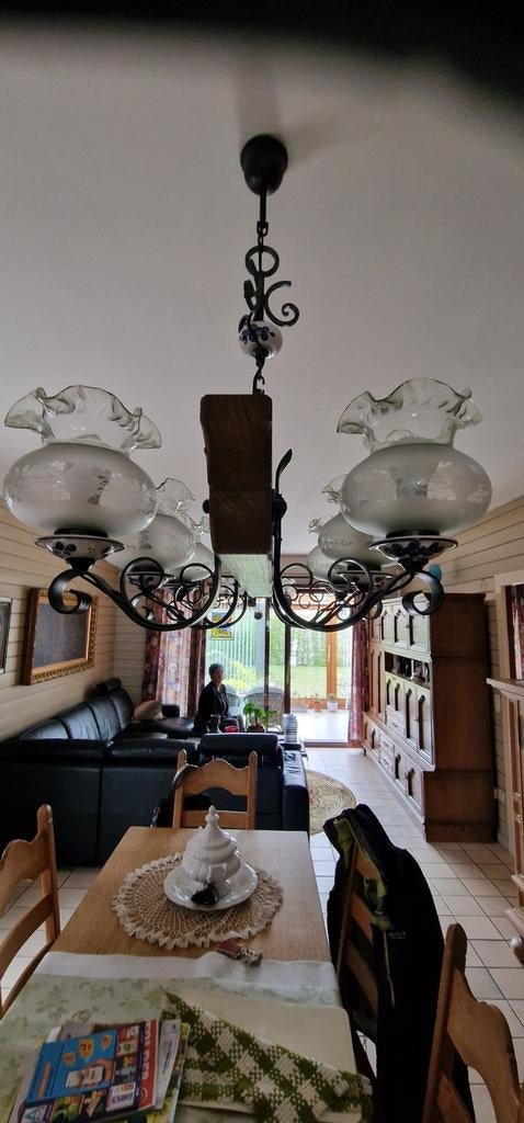 Kroonluchter rechthoekig, Ophalen, Hout