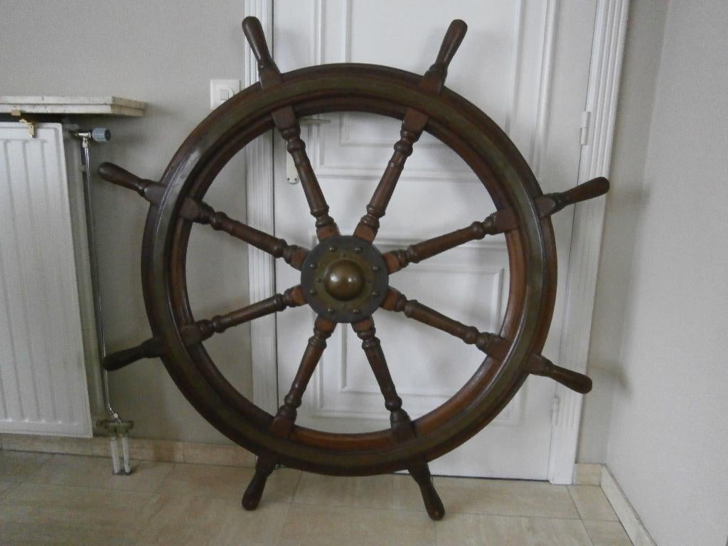 Antiek scheepsrad / stuurwiel - diagonaal 1m70, Ophalen, Gebruikt