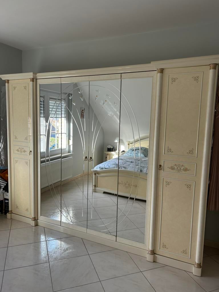 À vendre en bon état chambre complète lit 160, Maison & Meubles, Enlèvement, Utilisé, Deux personnes, Laque marbre