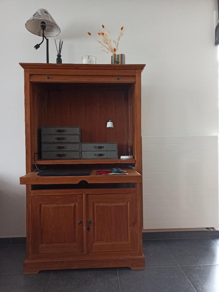 Bureau in massieve teak, Huis en Inrichting, Ophalen, Gebruikt, Landelijk