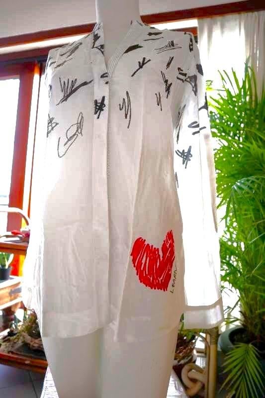 bijzonder wit zwart artistieke blouse, Enlèvement ou Envoi, Taille 36 (S), Comme neuf, Desigual