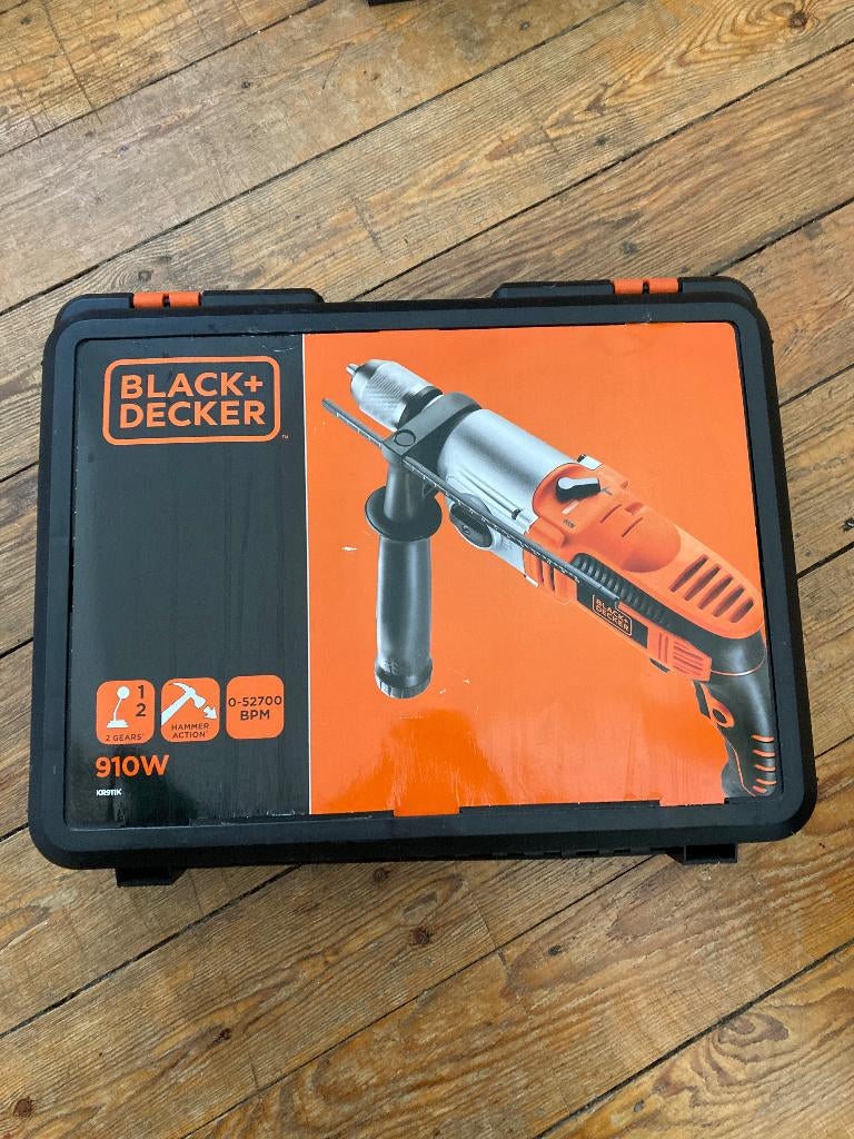 BLACK+DECKER klopboormachine (met koffer), Doe-het-zelf en Bouw, Gereedschap | Boormachines, 600 watt of meer, Zo goed als nieuw