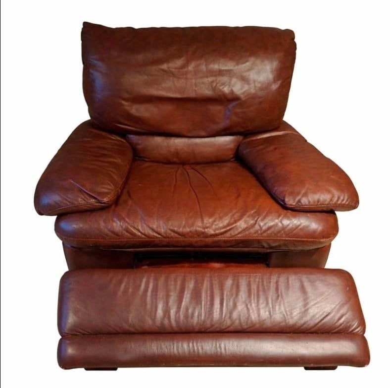 Zetels bruin leer - gebruikt - GRATIS, Ophalen, Gebruikt, 100 tot 125 cm, Leer