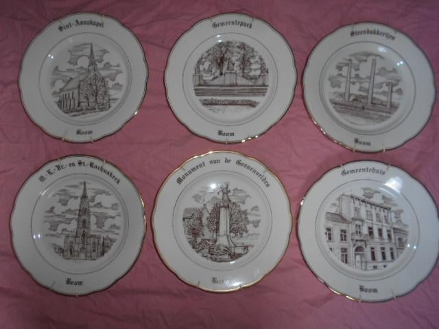 6 Prachtige porselein borden - Stad Boom, Antiek en Kunst, Ophalen of Verzenden