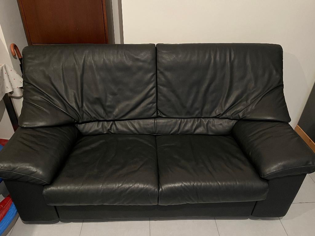 2.5 zit Jori zwart lederen zetel, Huis en Inrichting, Ophalen, Leer