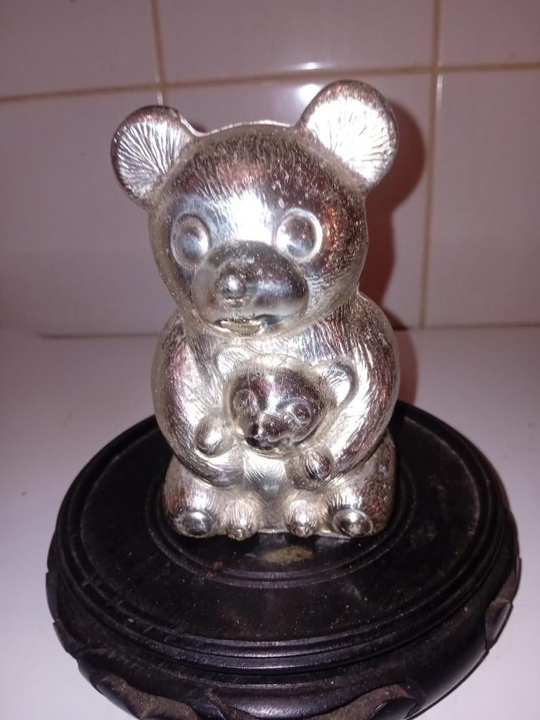 zilveren spaarpot beer, Verzamelen, Ophalen of Verzenden, Zo goed als nieuw, Metaal of Blik, Dier