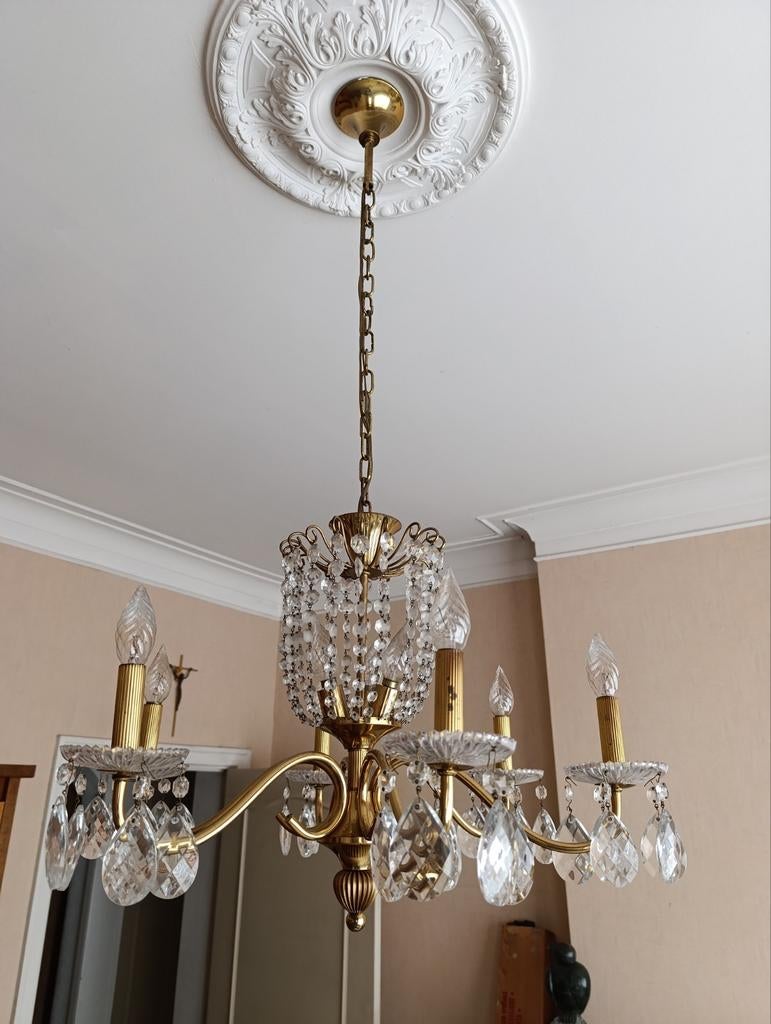 Luster uit geslepen glas, Huis en Inrichting, Lampen | Kroonluchters, Ophalen, Glas