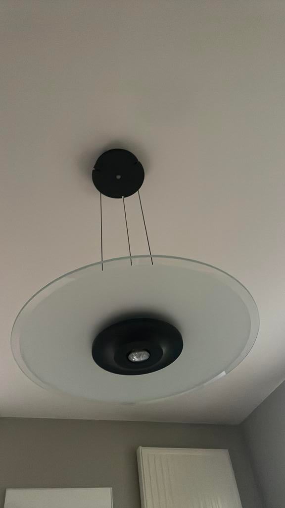 Glazen eetkamer lamp, Huis en Inrichting, Lampen | Plafondlampen, Ophalen, Gebruikt, Glas, Modern